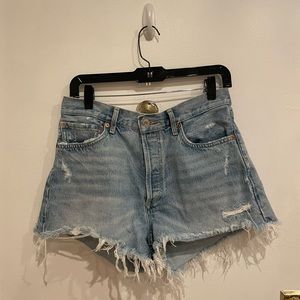Agolde High Waist Parker Denim Shorts in Swampmeet